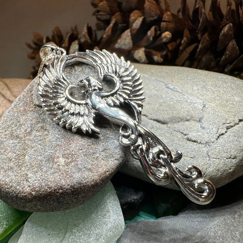 Load image into Gallery viewer, Glorious Rising Phoenix Necklace in Sterling Silver
