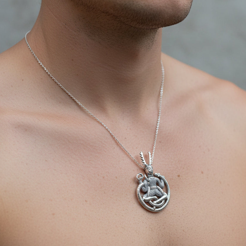 Cernunnos Necklace, Horned God Pendant, Celtic Jewelry, Forest Lover Gift, Pagan Jewelry, Nature Necklace, Irish Jewelry, Cernunn, Herne