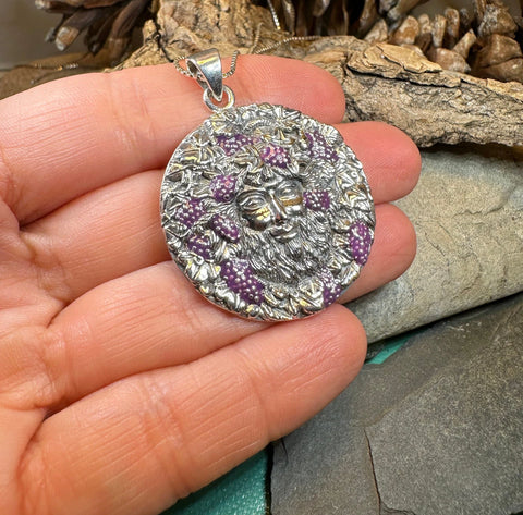 Load image into Gallery viewer, Wine God Bacchus Necklace in Sterling Silver
