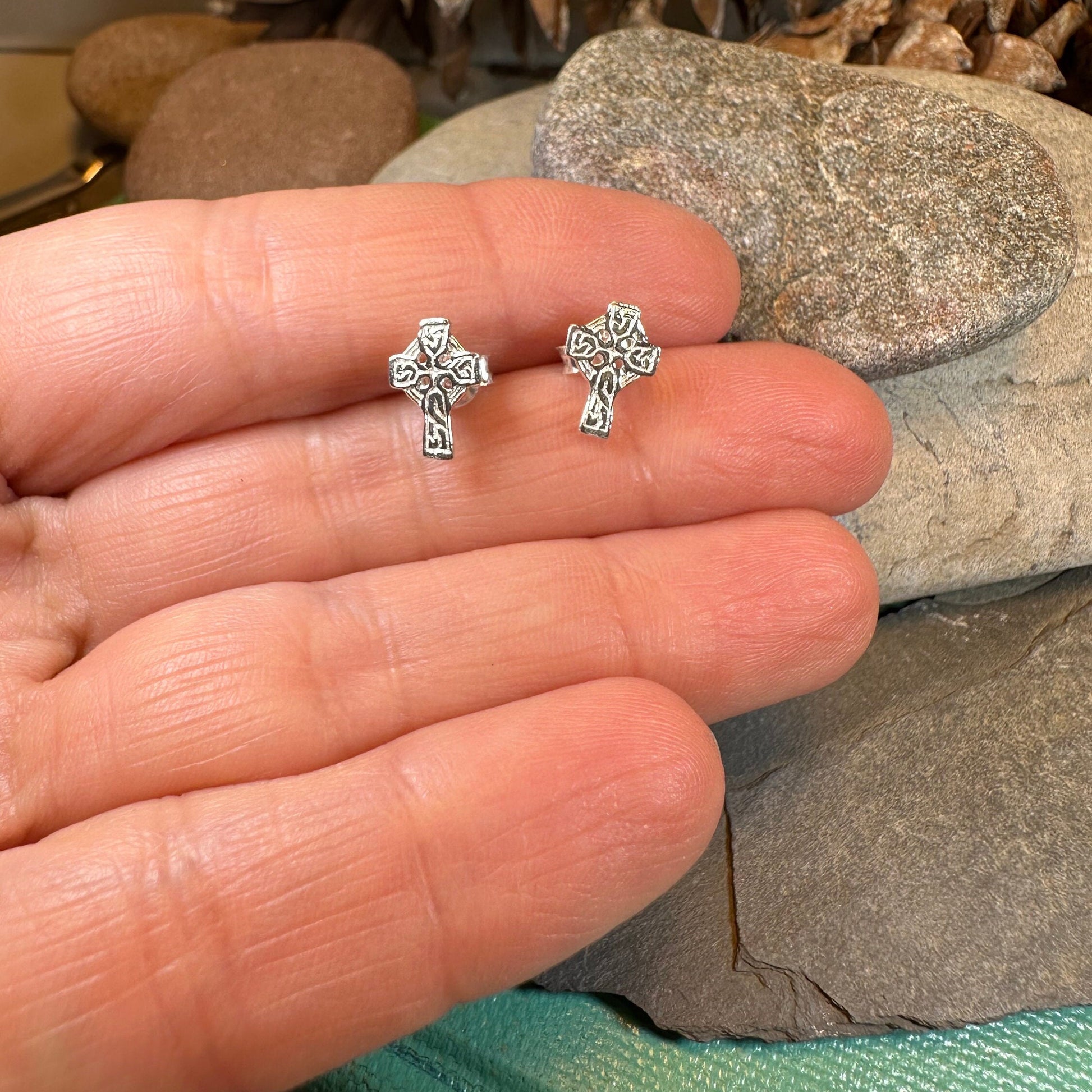 Celtic Cross Stud Earrings, Irish Jewelry, Celtic Jewelry, Anniversary Gift, Trinity Knot Jewelry, Cross Jewelry, Spiritual Jewelry