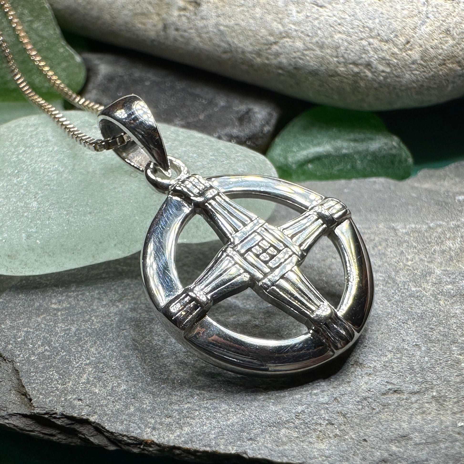 Dundalk Irish Saint Brigid's Cross Necklace in Sterling Silver — view 3