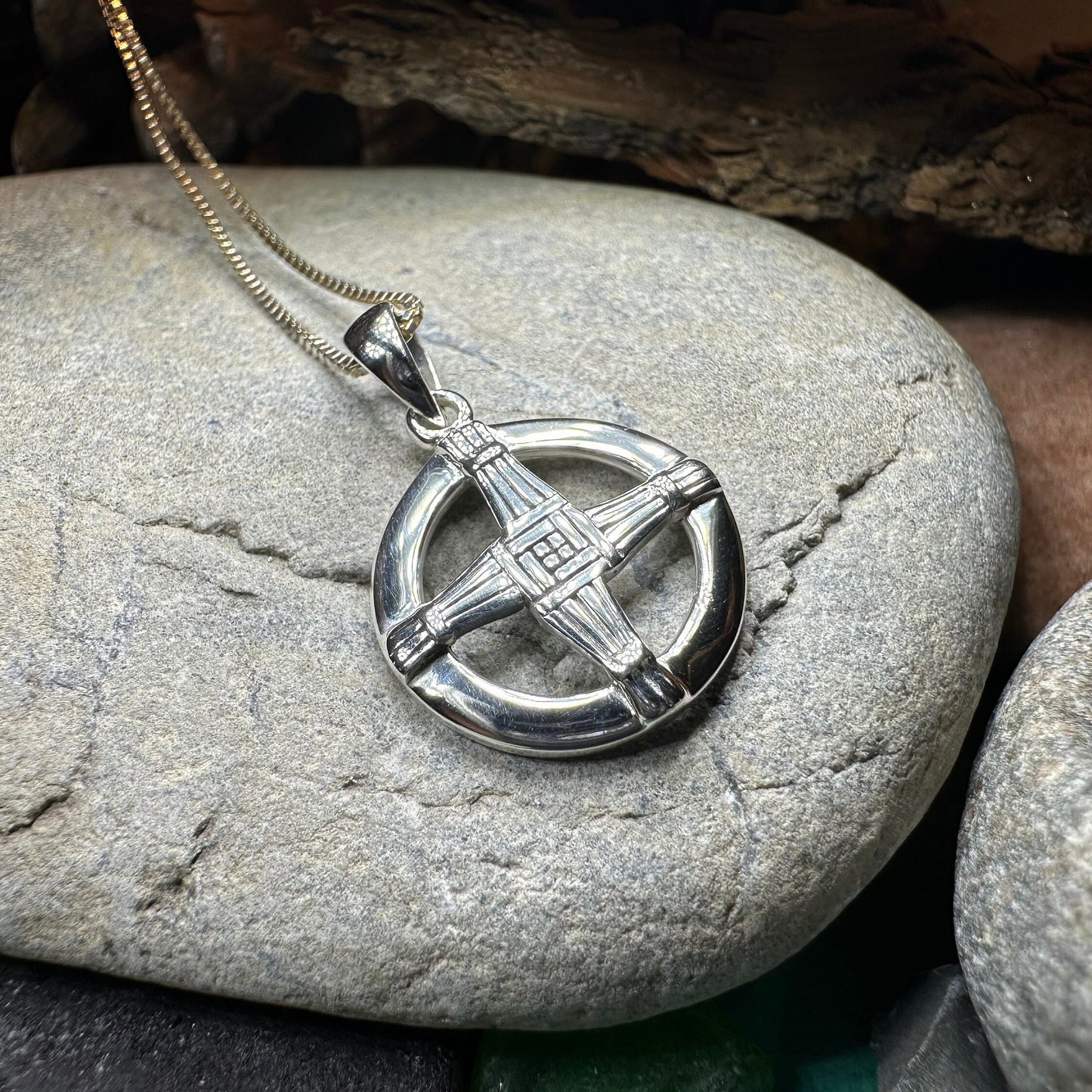 Dundalk Irish Saint Brigid's Cross Necklace in Sterling Silver — view 8