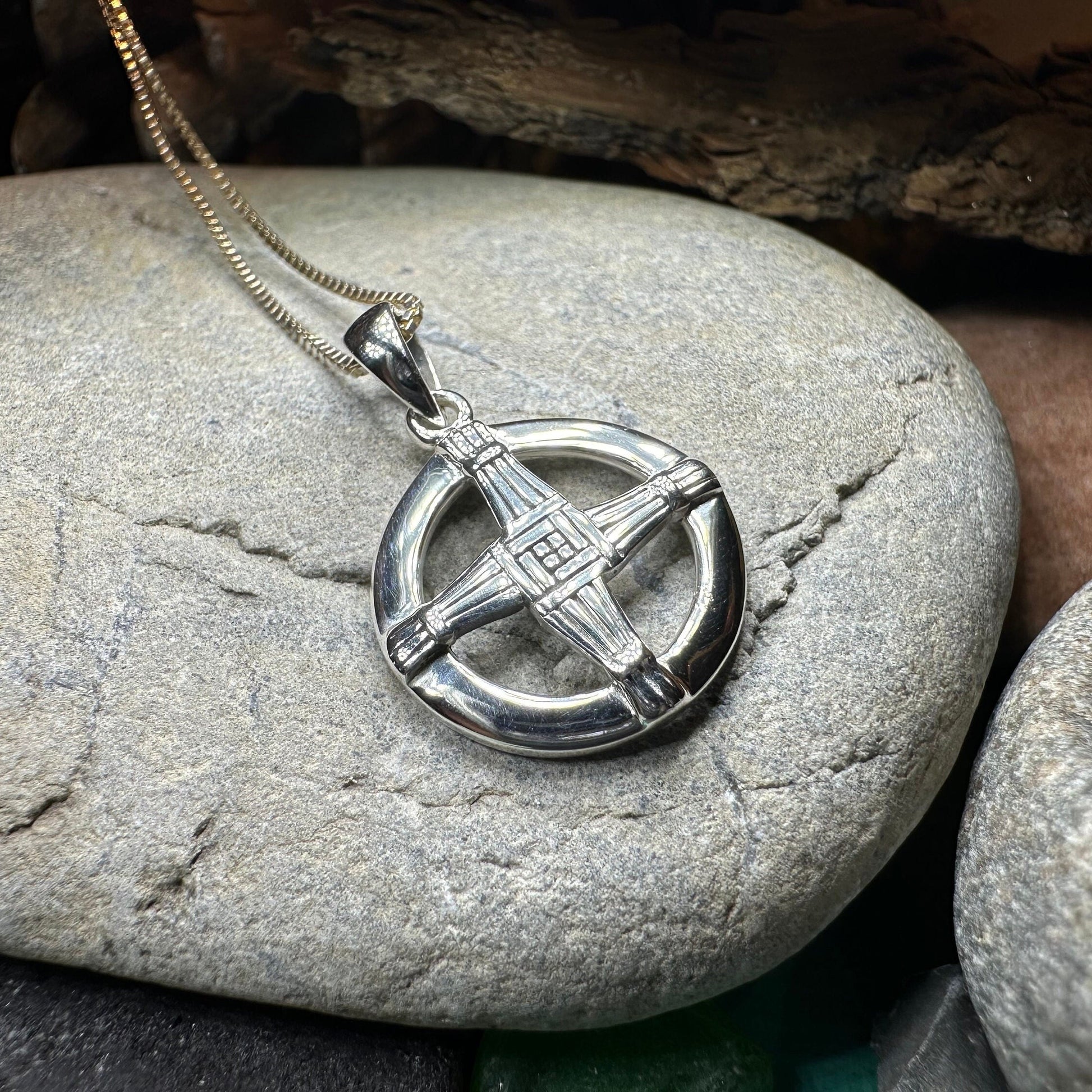 Dundalk Irish Saint Brigid's Cross Necklace in Sterling Silver — view 8