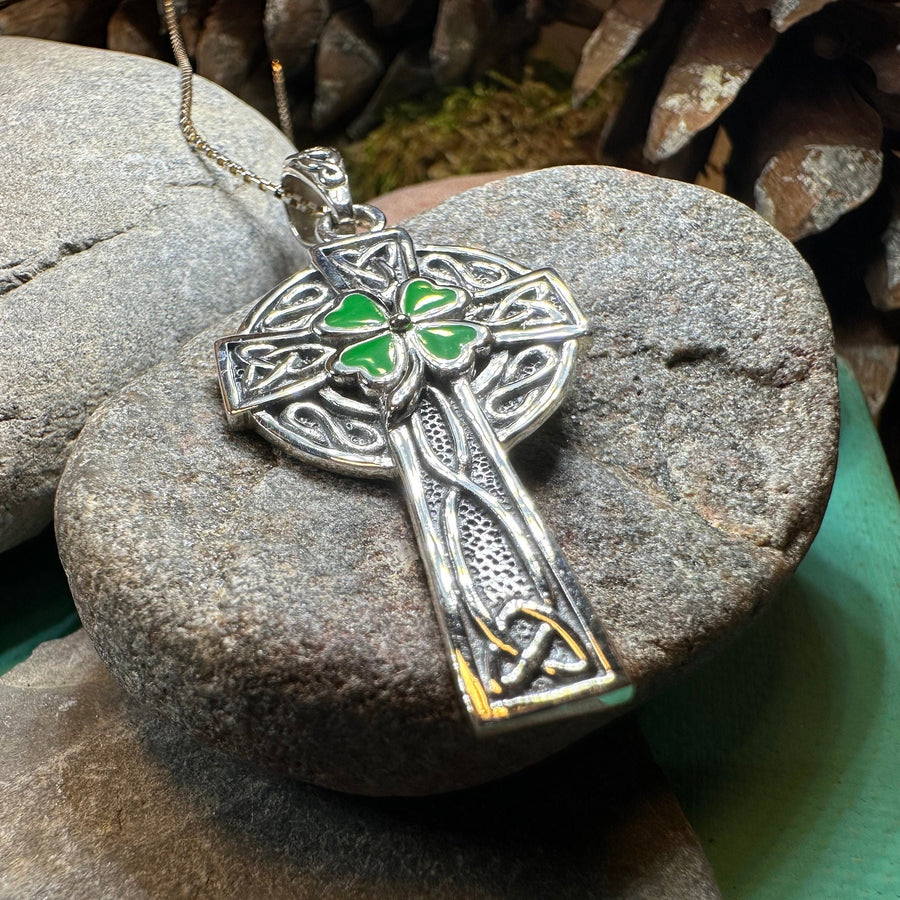 Celtic Cross Necklace, Celtic Jewelry, Irish Jewelry, Shamrock Cross Necklace, Irish Cross, Clover Jewelry, Ireland Jewelry, Confirmation