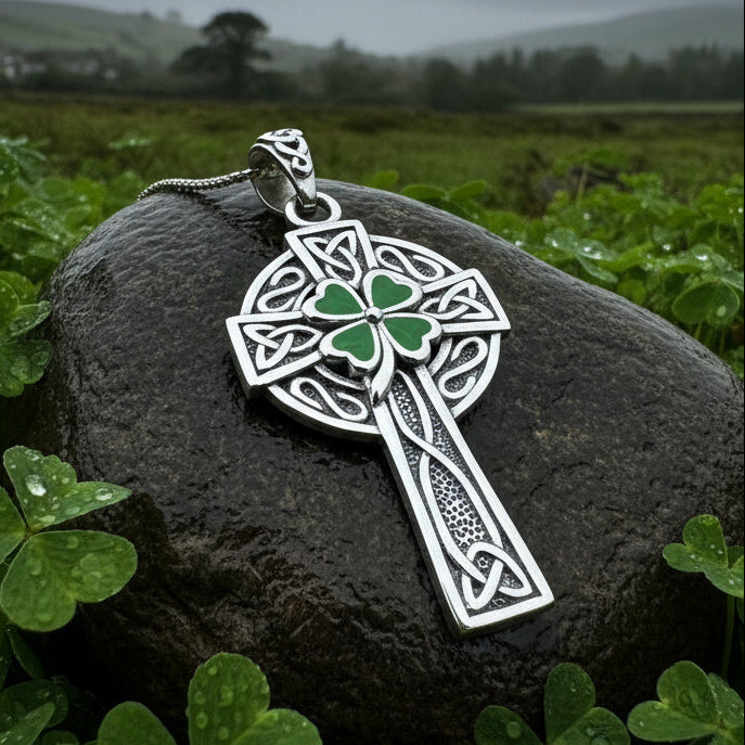 Celtic Cross Necklace, Celtic Jewelry, Irish Jewelry, Shamrock Cross Necklace, Irish Cross, Clover Jewelry, Ireland Jewelry, Confirmation