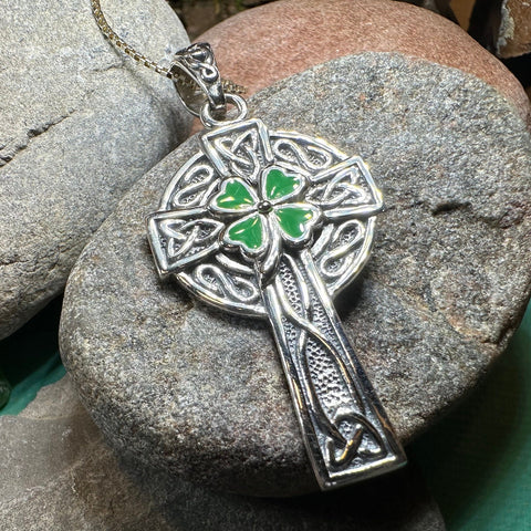 Load image into Gallery viewer, Celtic Cross Necklace, Celtic Jewelry, Irish Jewelry, Shamrock Cross Necklace, Irish Cross, Clover Jewelry, Ireland Jewelry, Confirmation
