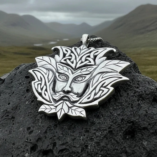Celtic Green Man Necklace in Sterling Silver