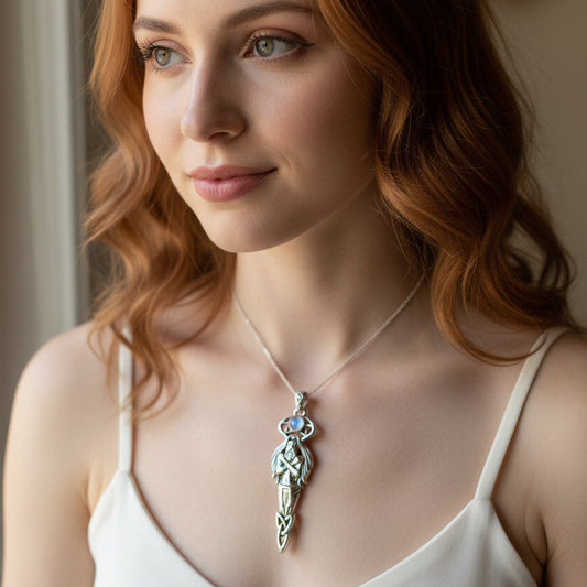 Cernunnos Moonstone Necklace in Sterling Silver