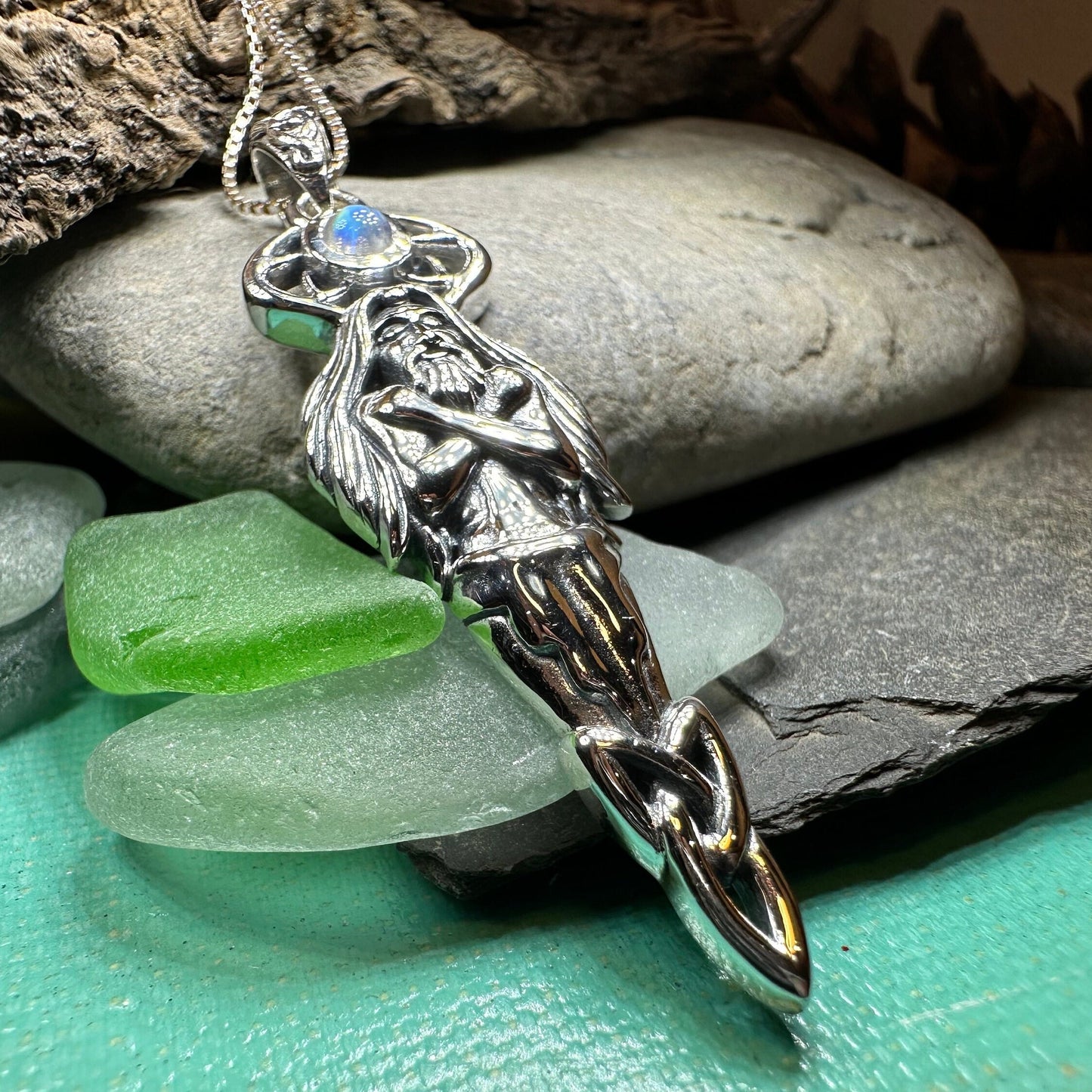 Cernunnos Moonstone Necklace in Sterling Silver