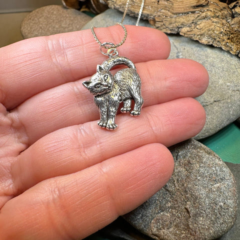 Load image into Gallery viewer, Cat Necklace, Cat Lover Gift, Nature Necklace, Cat Mom, Moveable Cat, Silver Cat Pendant, Best Friend Gift, Gift for Her, Animal Jewelry
