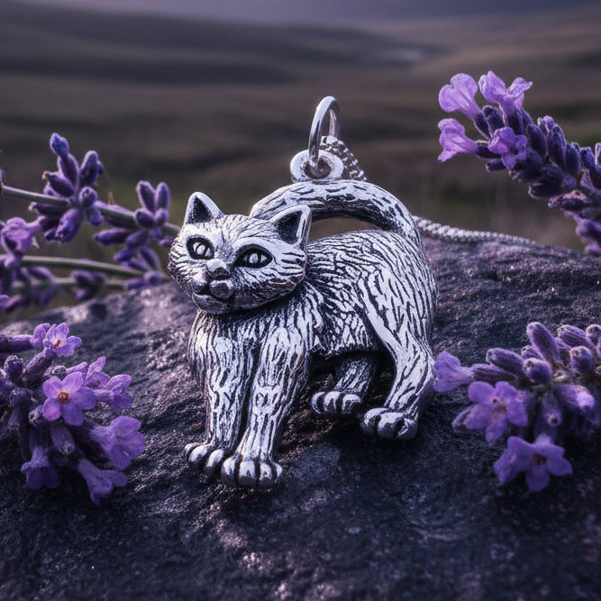 Cat Necklace, Cat Lover Gift, Nature Necklace, Cat Mom, Moveable Cat, Silver Cat Pendant, Best Friend Gift, Gift for Her, Animal Jewelry