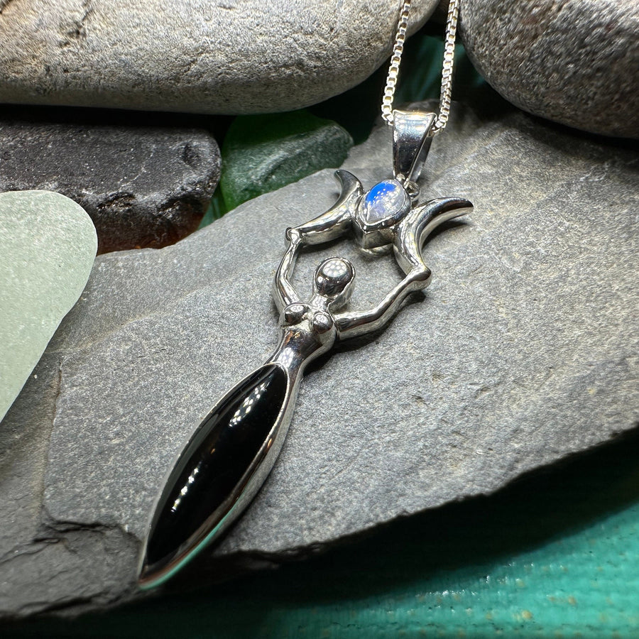 Goddess Necklace, Danu Pendant, Celtic Jewelry, Anniversary Gift, Celestial Jewelry, Moonstone Necklace, Irish Jewelry, Mom Gift, Wife Gift