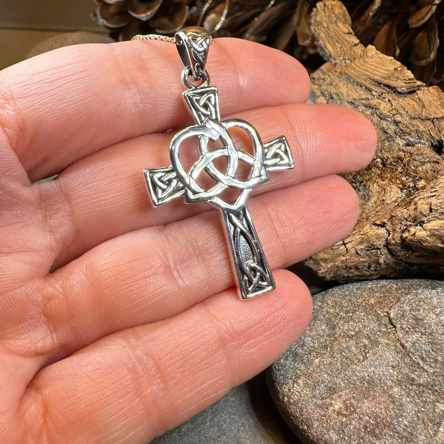 Celtic Cross Necklace, Irish Jewelry, Celtic Heart Pendant, Trinity Knot Pendant, Scotland Jewelry, First Communion Gift, Confirmation Gift