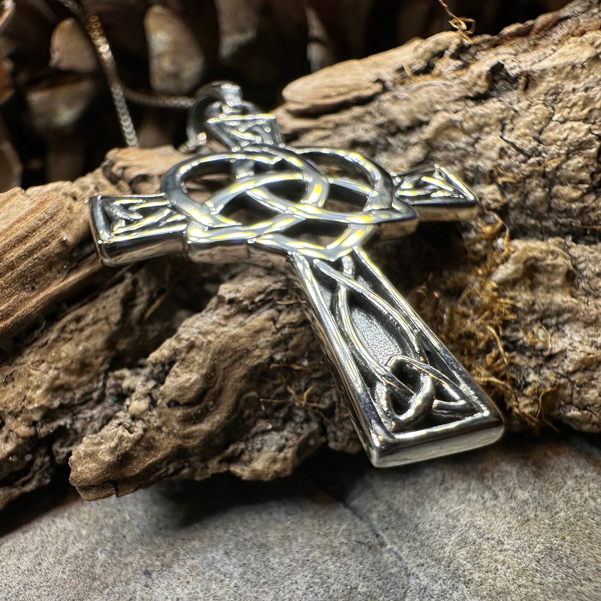 Celtic Cross Necklace, Irish Jewelry, Celtic Heart Pendant, Trinity Knot Pendant, Scotland Jewelry, First Communion Gift, Confirmation Gift