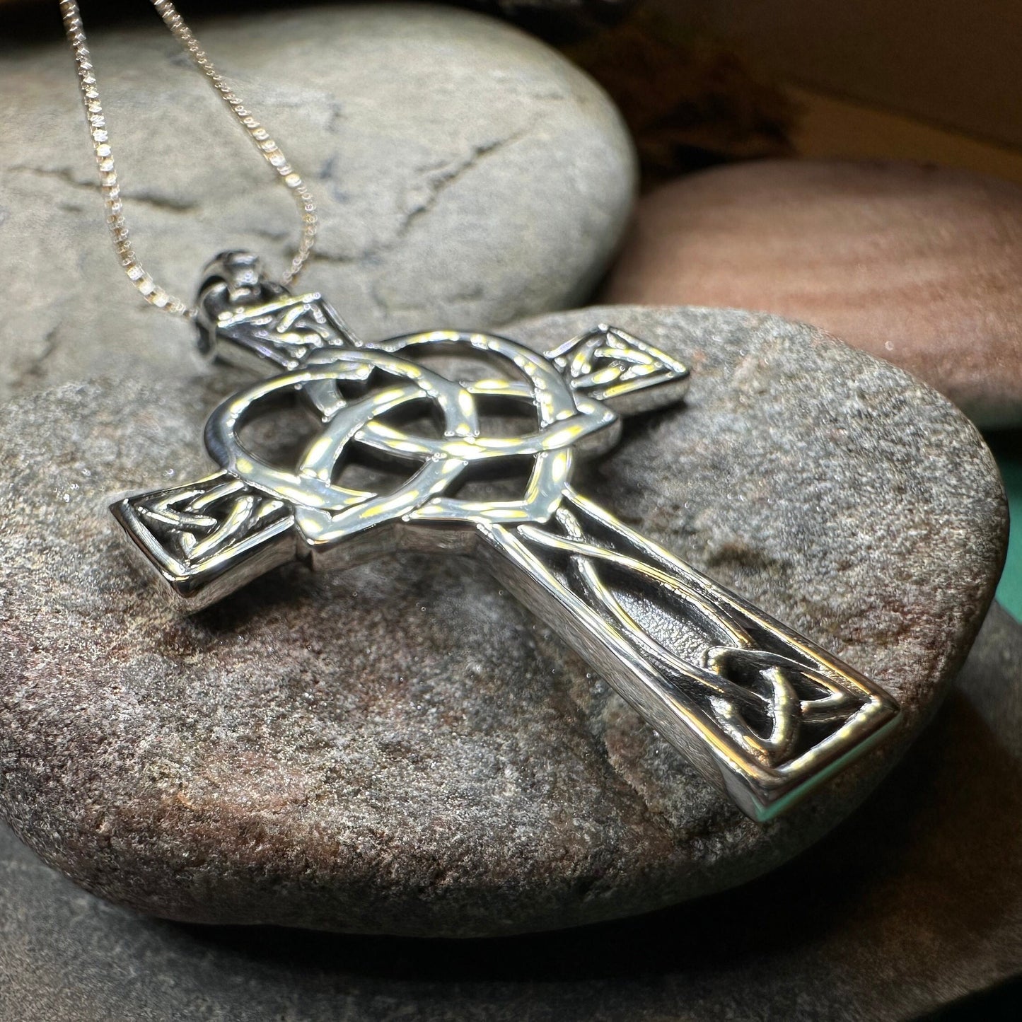 Celtic Cross Necklace, Irish Jewelry, Celtic Heart Pendant, Trinity Knot Pendant, Scotland Jewelry, First Communion Gift, Confirmation Gift