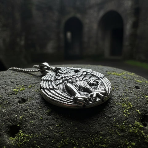 Load image into Gallery viewer, Griffin Necklace, Celtic Jewelry, Gryphon Pendant, Medieval Jewelry, Mythology Gift, Pagan Jewelry, Viking Jewelry, Gothic Jewelry
