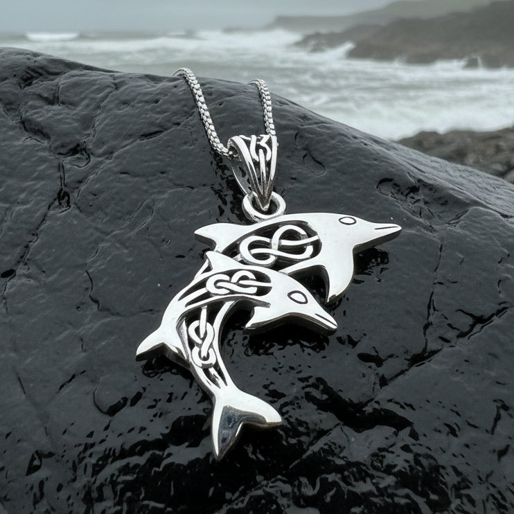 Dolphin Necklace, Celtic Jewelry, Irish Jewerly, Celtic Knot Jewelry, Beach Jewelry, Fish Necklace, Nautical Jewelry, Sea Jewelry, Mom Gift