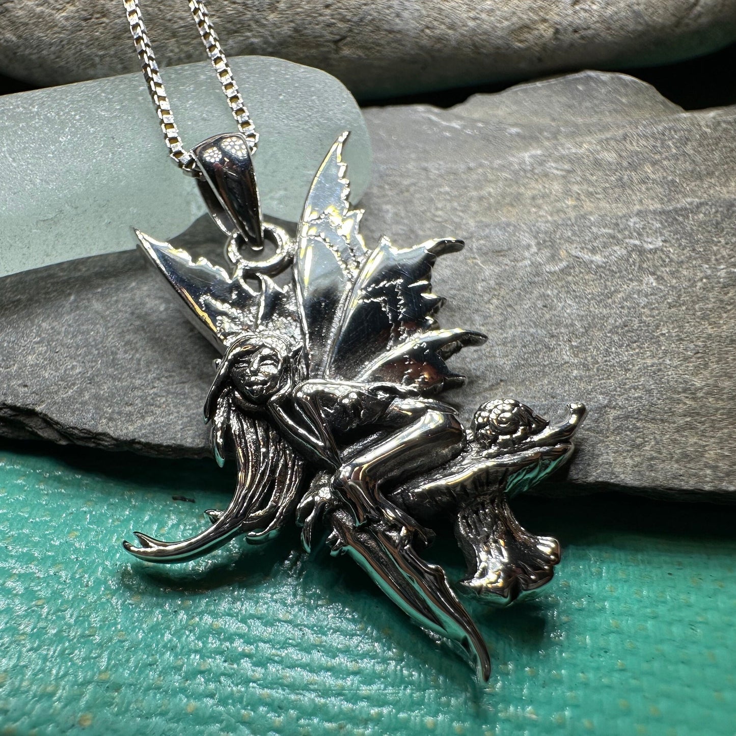 Toadstool Fairy Necklace in Sterling Silver — view 7