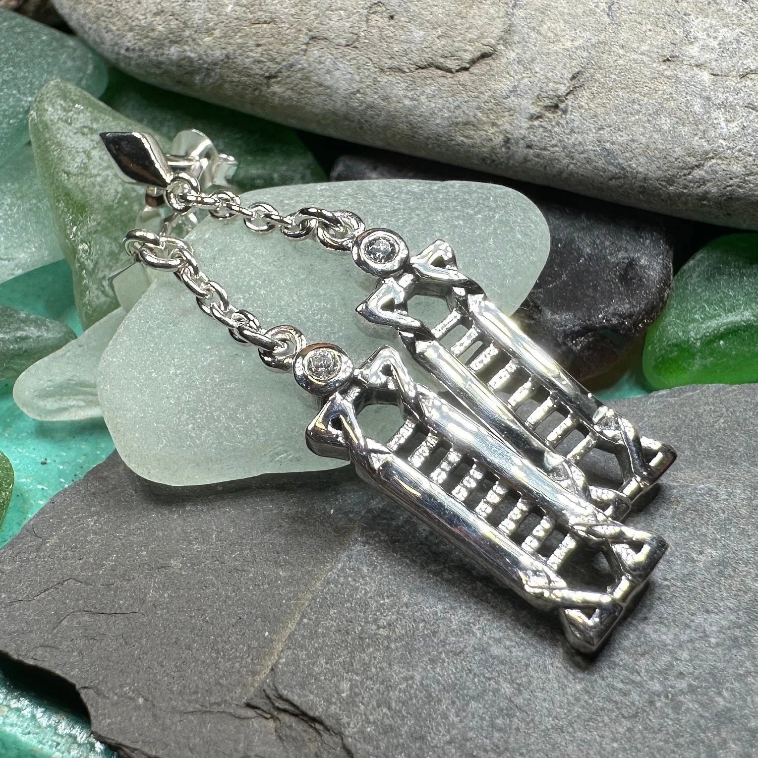 Calista MacKintosh Art Deco Earrings in Sterling Silver — view 3