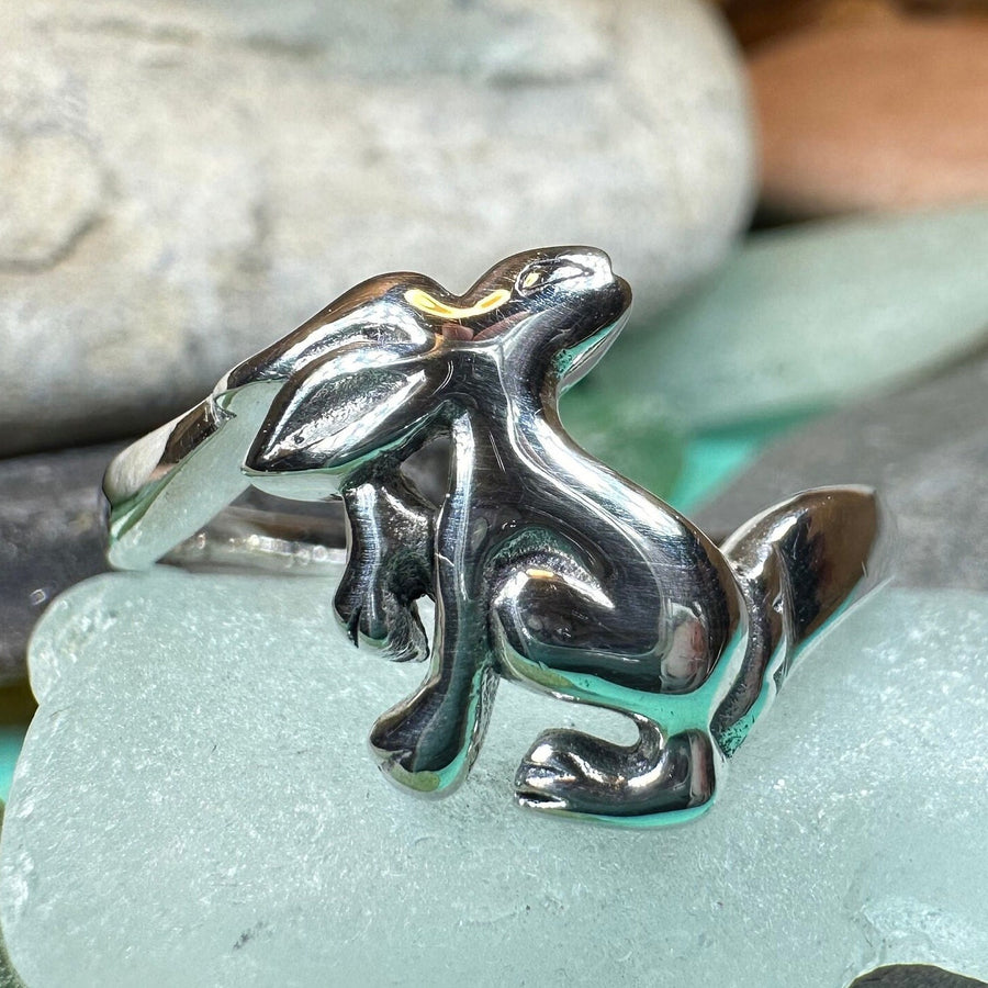Rabbit Ring, Hare Ring, Animal Jewelry, Mystical Jewelry, Bunny Jewelry, Celtic Ring, White Hare Ring, Irish Gift, Mom Gift, Goddess Ring