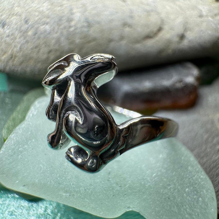 Rabbit Ring, Hare Ring, Animal Jewelry, Mystical Jewelry, Bunny Jewelry, Celtic Ring, White Hare Ring, Irish Gift, Mom Gift, Goddess Ring