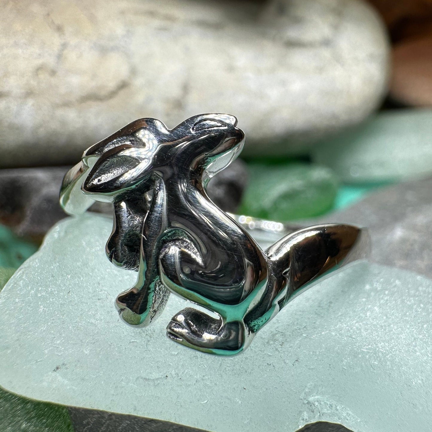Rabbit Ring, Hare Ring, Animal Jewelry, Mystical Jewelry, Bunny Jewelry, Celtic Ring, White Hare Ring, Irish Gift, Mom Gift, Goddess Ring