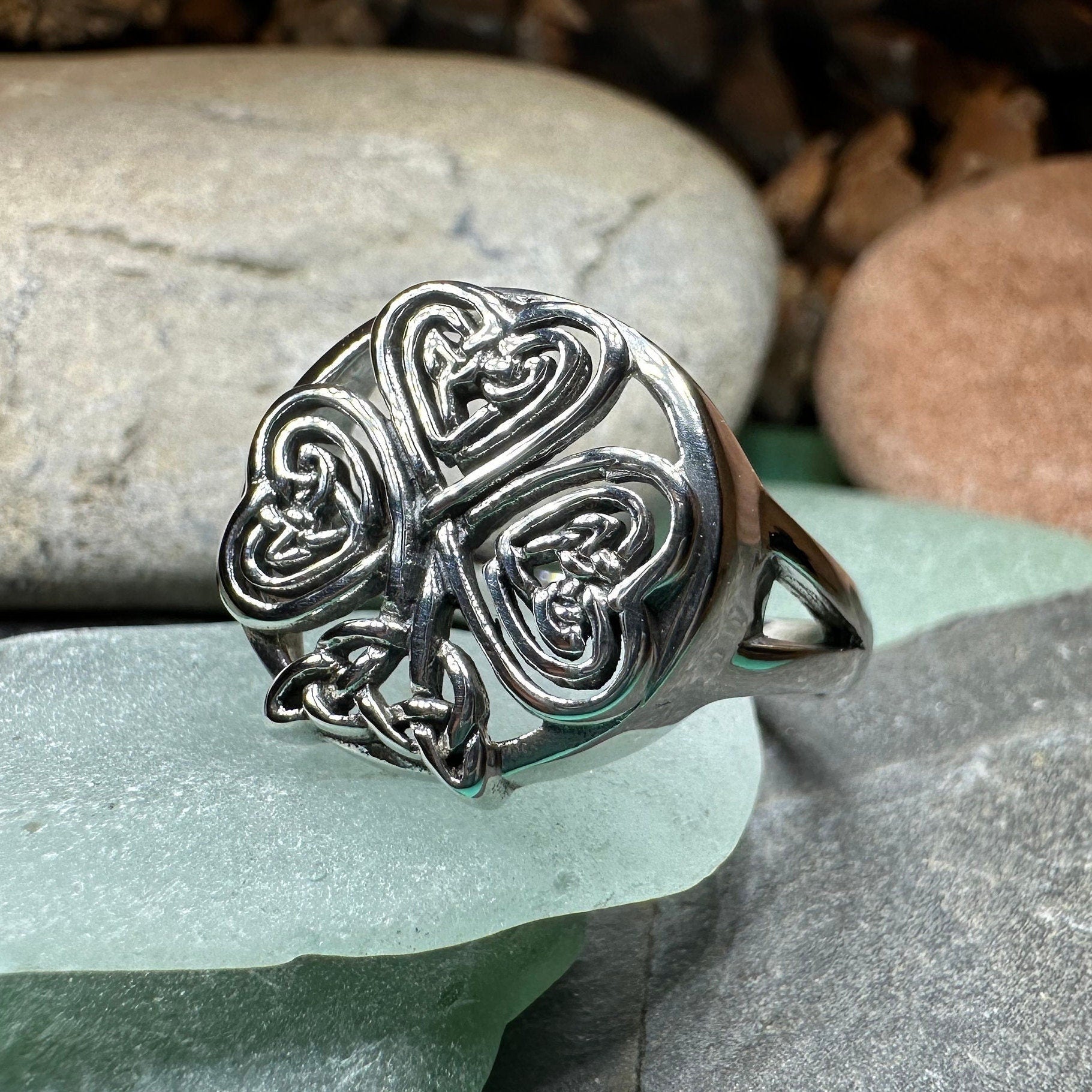 Shamrock Ring, Celtic Ring, Irish Jewelry, Clover Jewelry, Irish Gift, Irish Dance Gift, Anniversary Gift, Large Ireland Ring, Mom Gift