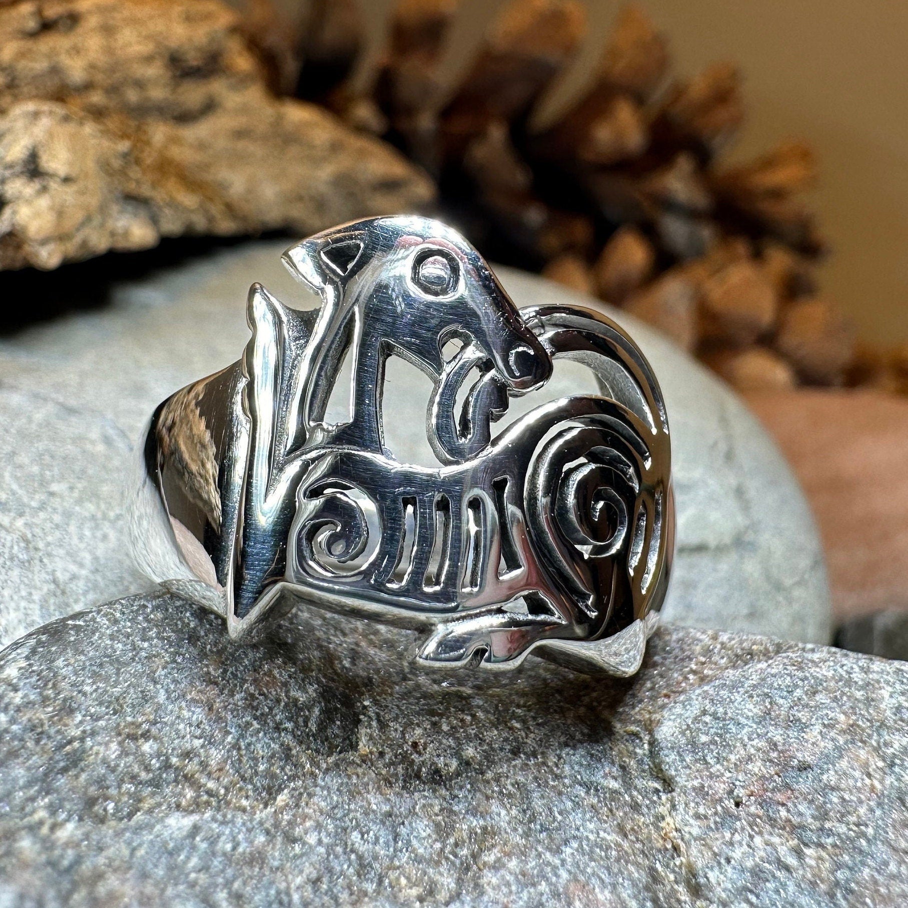Pictish Lore Celtic Dragon Ring in Sterling Silver – Celtic