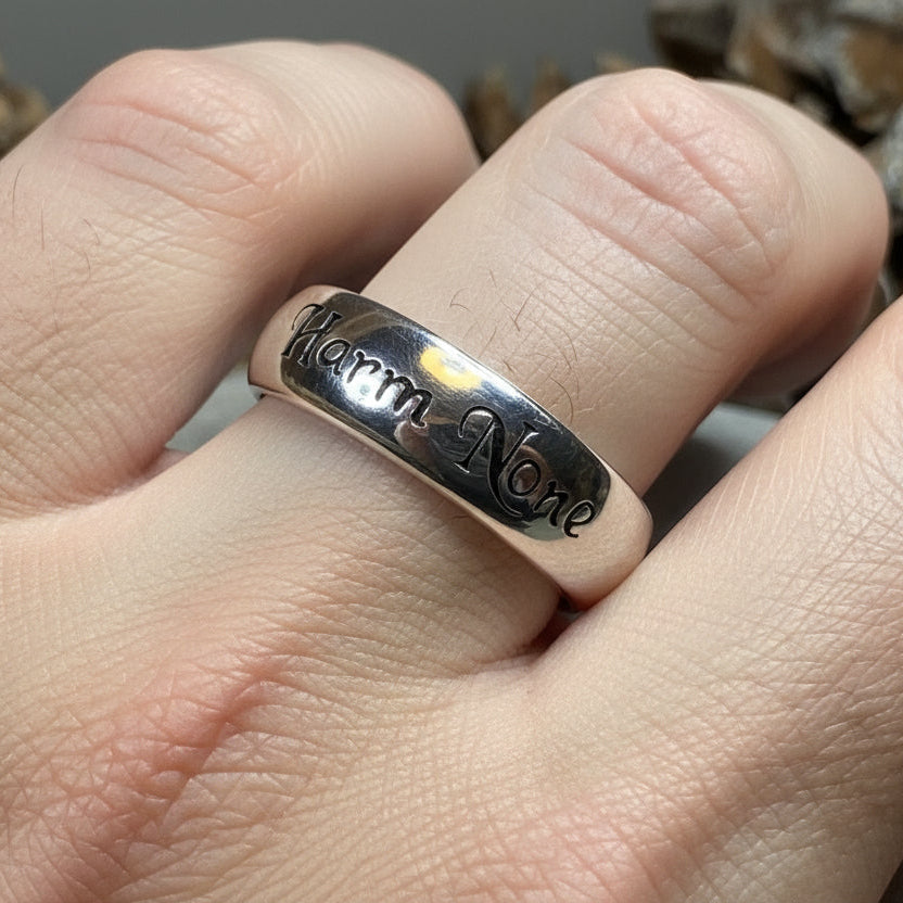 Harm None Ring, Pagan Ring, Wiccan Jewelry, Celtic Jewelry, Pagan Ring, Witch Gift, Wedding Band, Pagan Ring, Amethyst Wiccan Ring