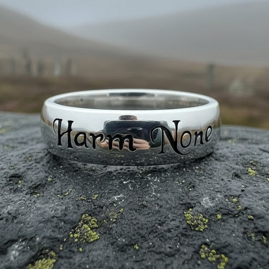 Harm None Ring, Pagan Ring, Wiccan Jewelry, Celtic Jewelry, Pagan Ring, Witch Gift, Wedding Band, Pagan Ring, Amethyst Wiccan Ring
