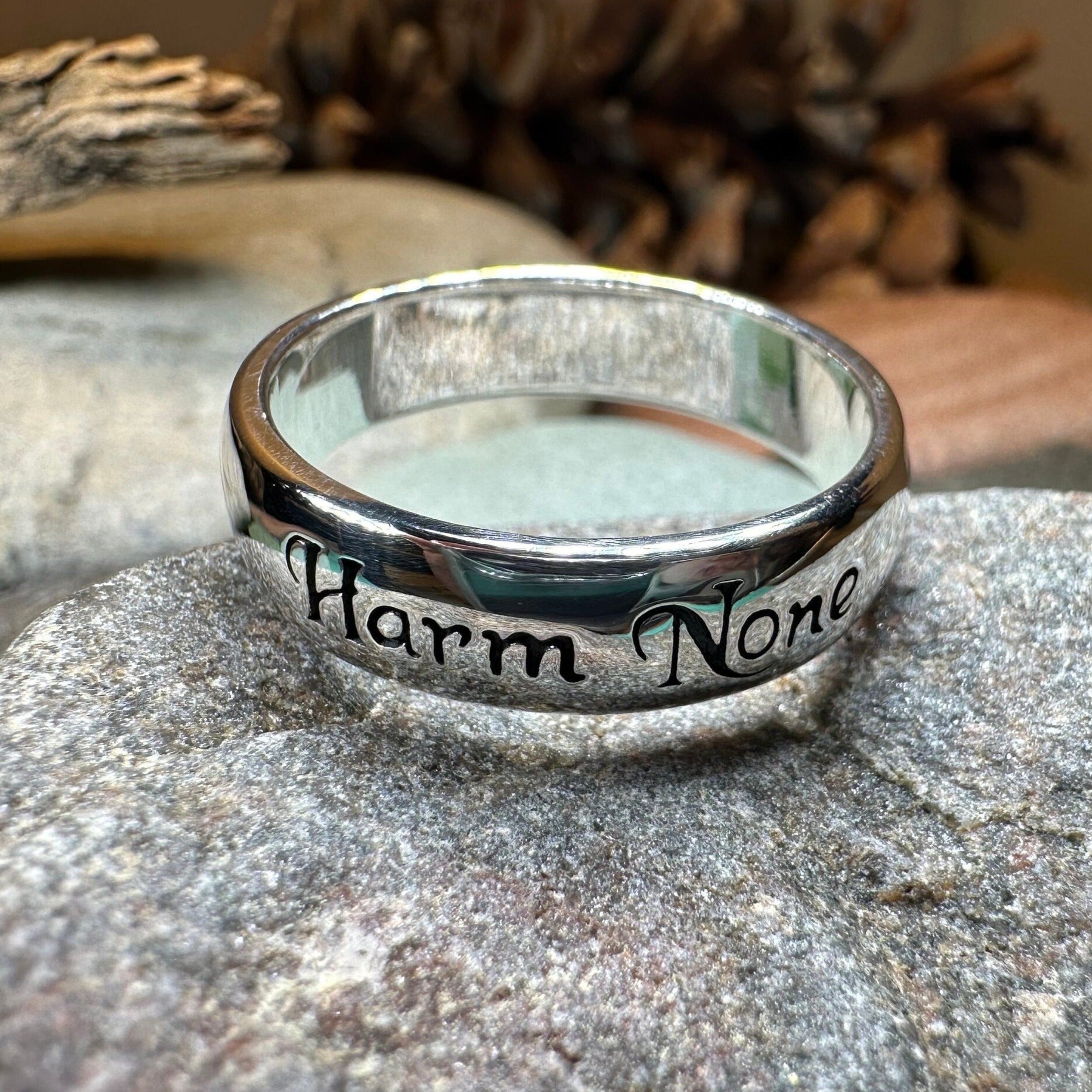 Harm None Ring, Pagan Ring, Wiccan Jewelry, Celtic Jewelry, Pagan Ring, Witch Gift, Wedding Band, Pagan Ring, Amethyst Wiccan Ring
