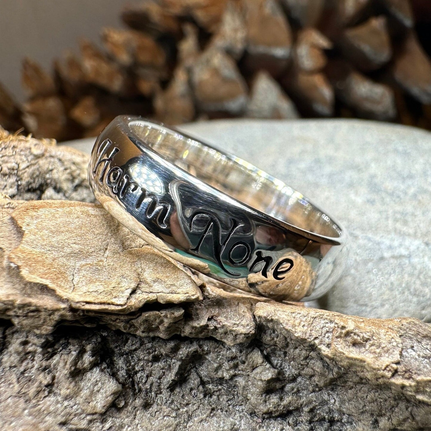 Harm None Ring, Pagan Ring, Wiccan Jewelry, Celtic Jewelry, Pagan Ring, Witch Gift, Wedding Band, Pagan Ring, Amethyst Wiccan Ring