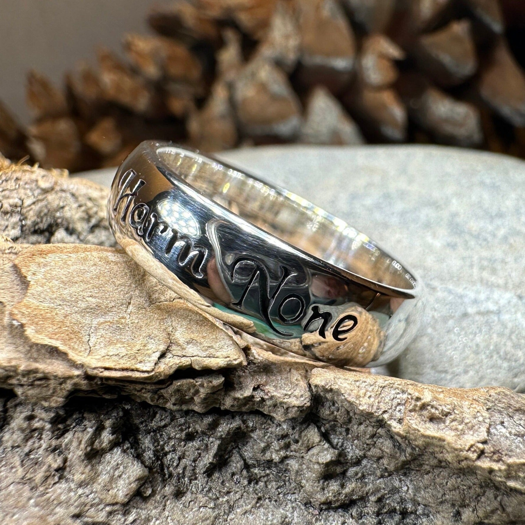 Harm None Ring, Pagan Ring, Wiccan Jewelry, Celtic Jewelry, Pagan Ring, Witch Gift, Wedding Band, Pagan Ring, Amethyst Wiccan Ring