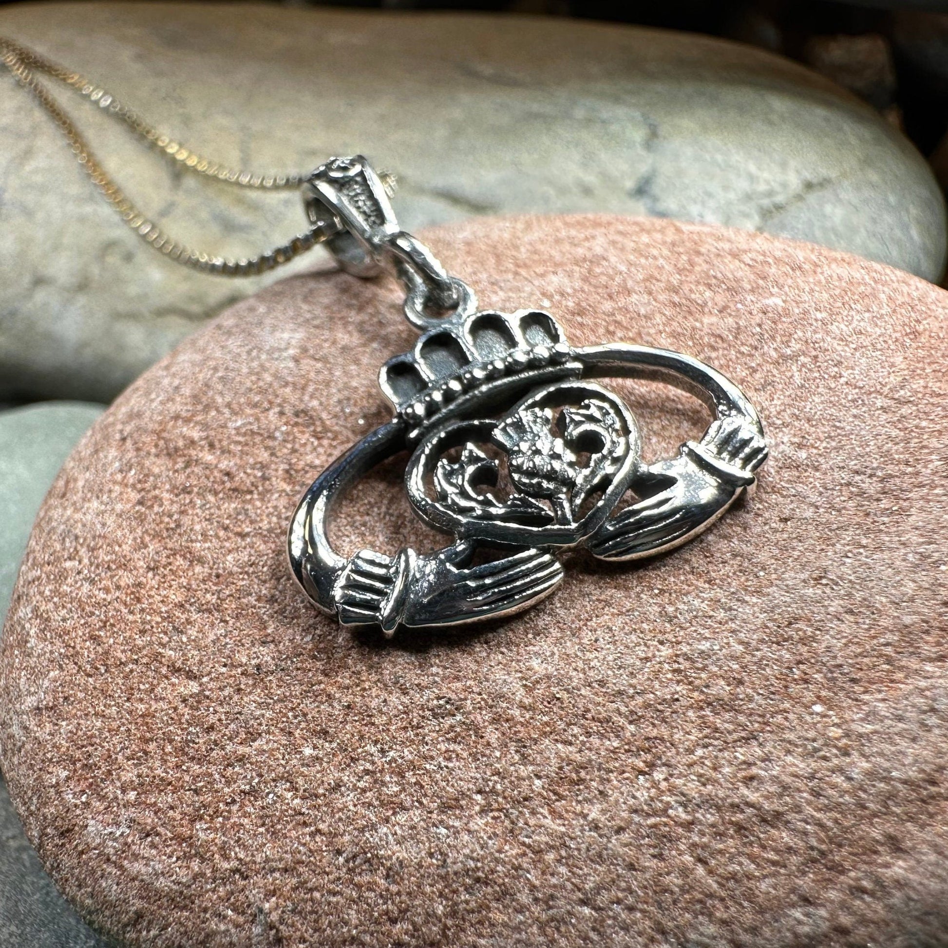 Claddagh Thistle Pendant, Scottish Necklace, Irish Jewelry, Scotland Gift, Bridal Jewelry, Ireland Gift, Celtic Pendant, Claddagh Jewelry