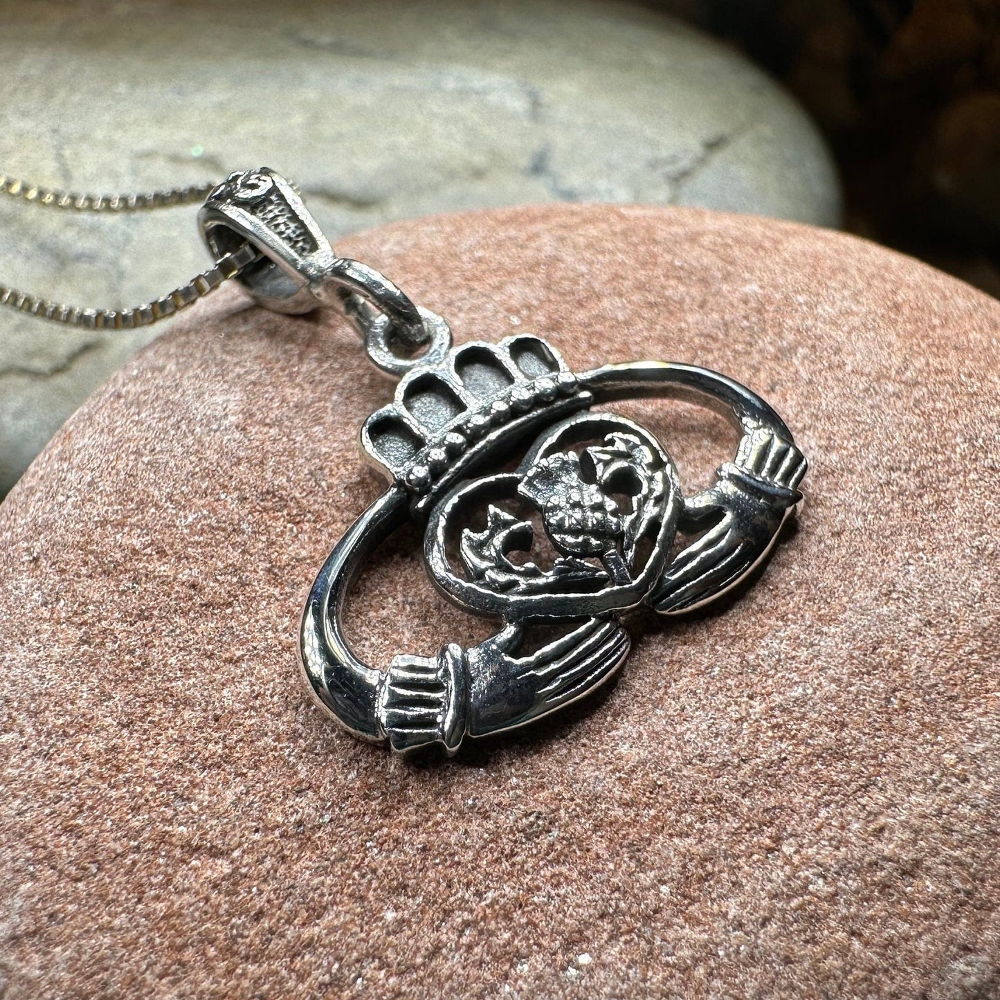 Claddagh Thistle Pendant, Scottish Necklace, Irish Jewelry, Scotland Gift, Bridal Jewelry, Ireland Gift, Celtic Pendant, Claddagh Jewelry