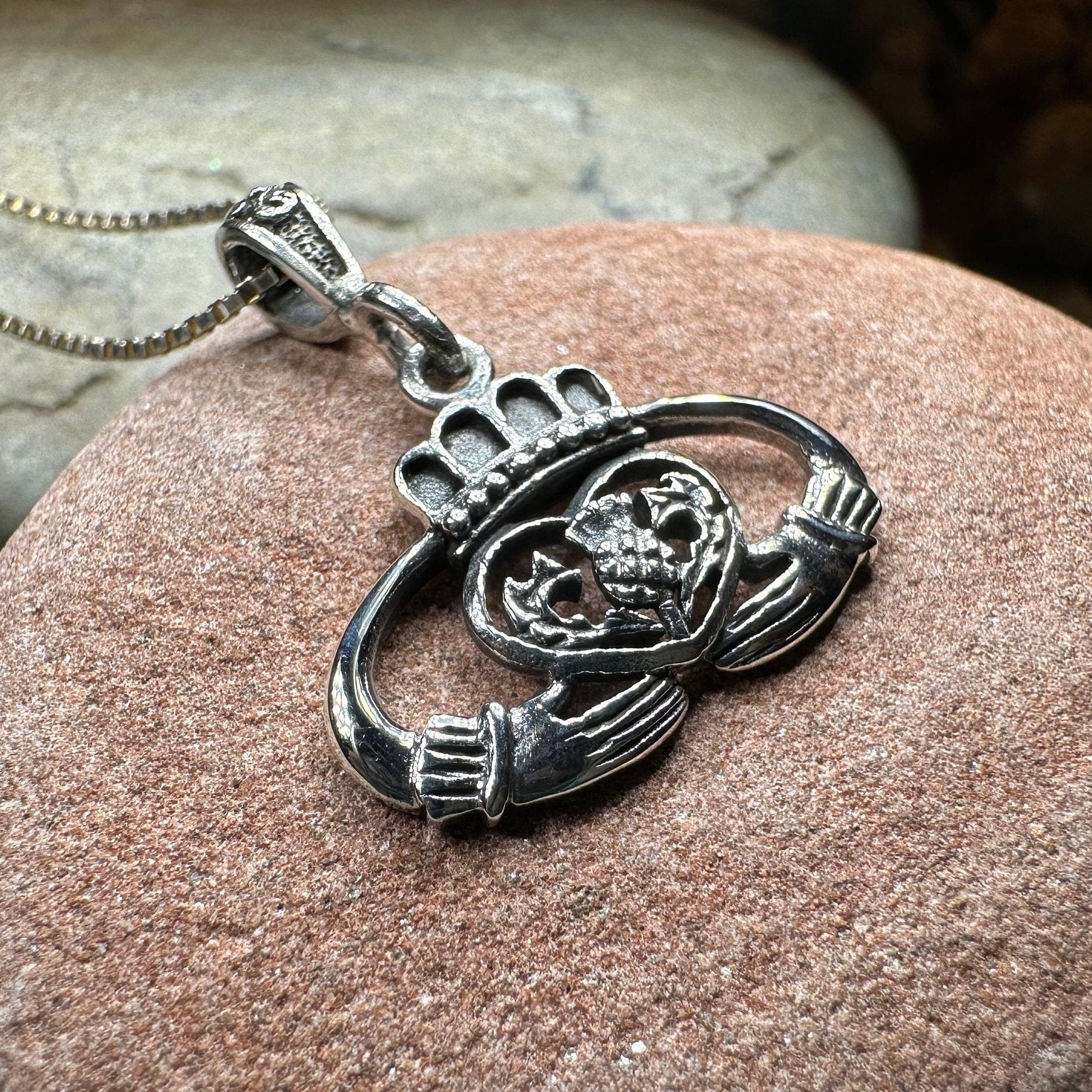 Claddagh Thistle Pendant, Scottish Necklace, Irish Jewelry, Scotland Gift, Bridal Jewelry, Ireland Gift, Celtic Pendant, Claddagh Jewelry
