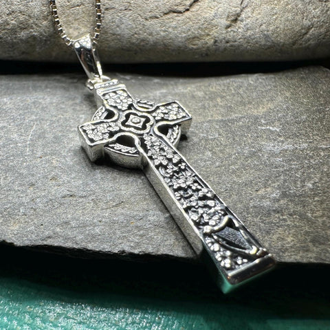 Load image into Gallery viewer, Celtic Cross Necklace, Irish Jewelry, Harp Pendant, Ireland Cross Pendant, Shamrock Jewelry, First Communion Gift, Girls Confirmation Gift
