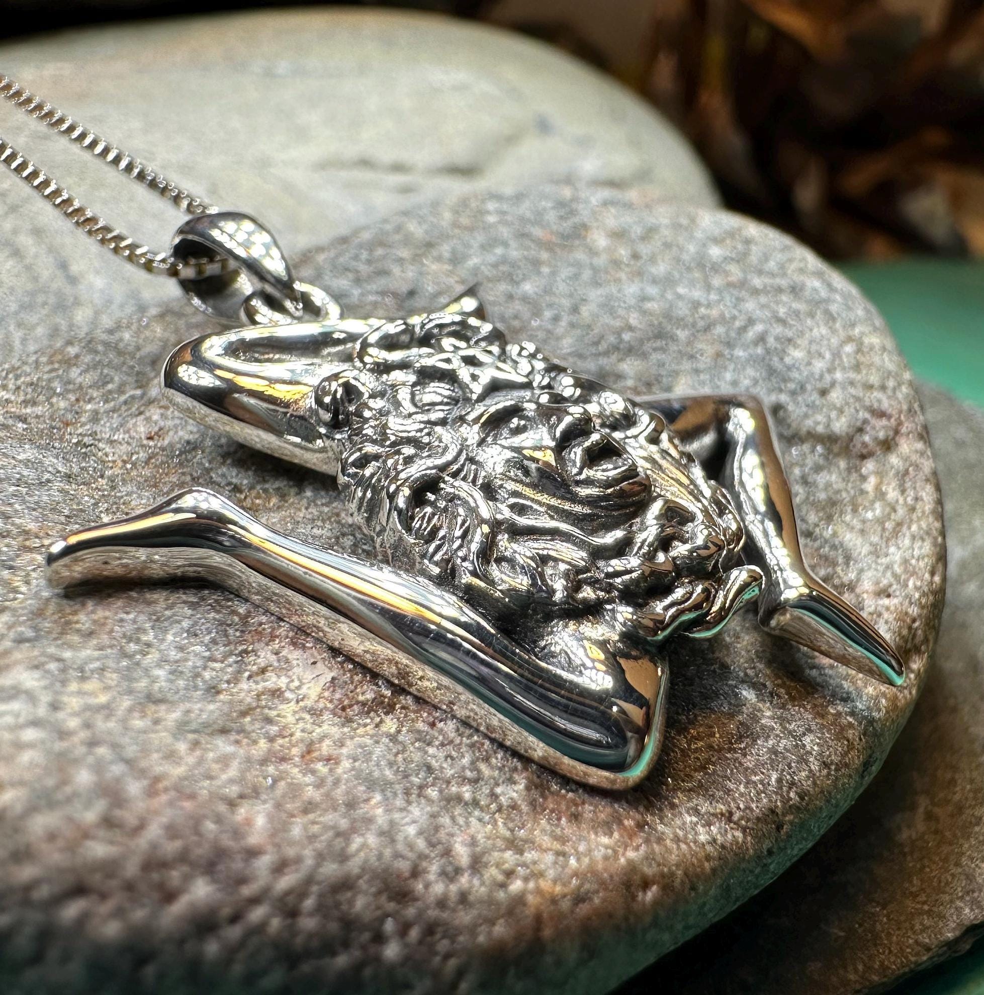 Sicilian Trinacria Triple Spiral Necklace in Sterling Silver