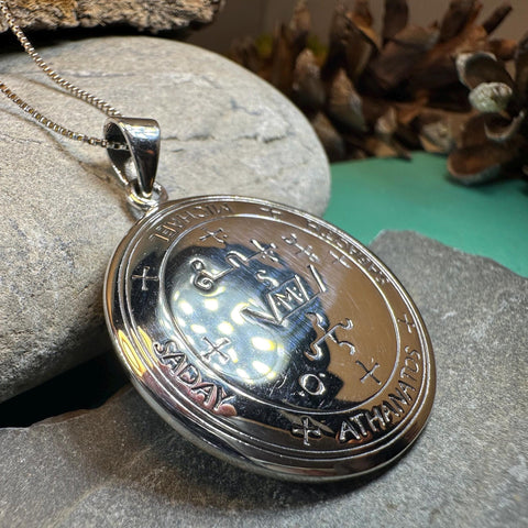 Load image into Gallery viewer, Archangel Michael Sigil Pendant, Angel Necklace, Spiritual Jewelry, St. Michael Necklace, Guardian Angel, Police Jewelry, Protection Charm
