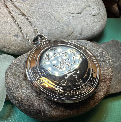 Load image into Gallery viewer, Archangel Michael Sigil Pendant, Angel Necklace, Spiritual Jewelry, St. Michael Necklace, Guardian Angel, Police Jewelry, Protection Charm
