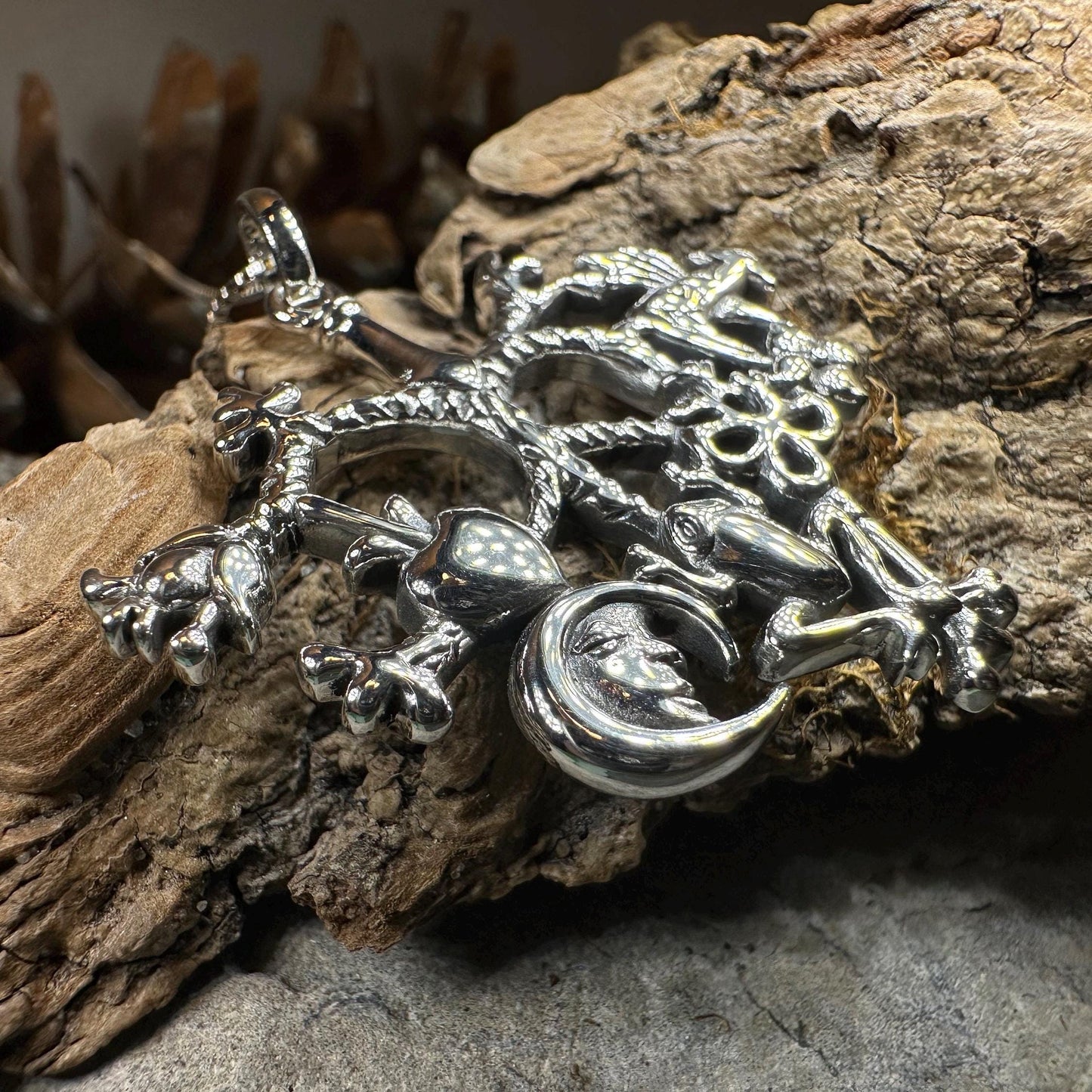 Large Stregheria Cimaruta Pendant in Sterling Silver — view 6