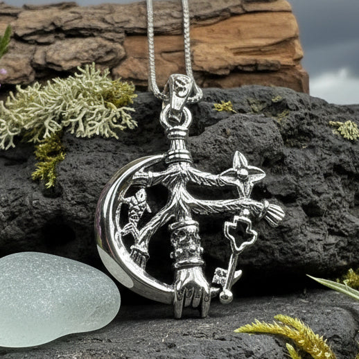 Cimaruta Pendant, Italian Jewelry, Wiccan Jewelry, Celtic Pagan Pendant, Witch Gift, Protection Charm, Evil Eye Amulet, Stregheria Jewelry