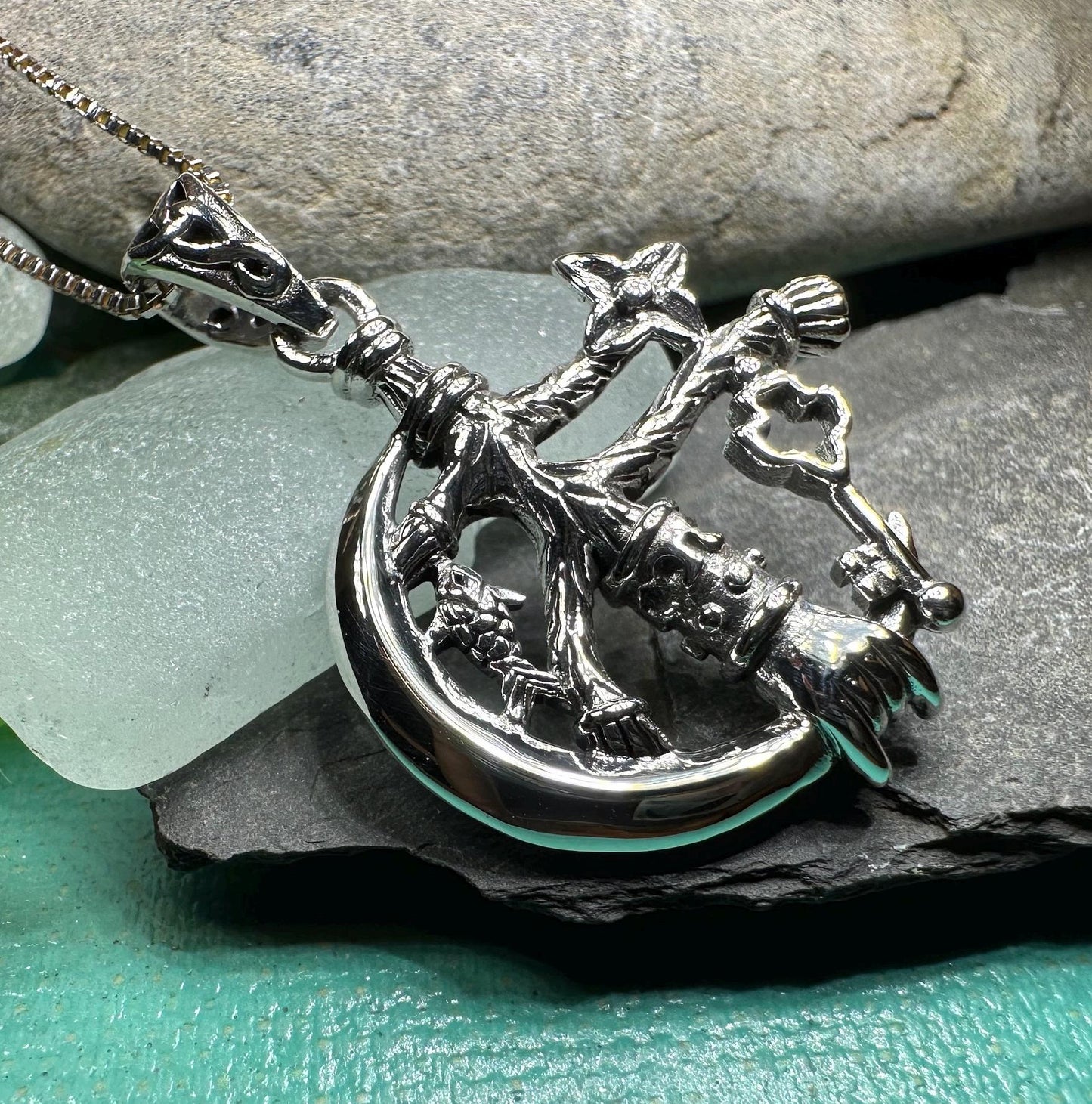 Cimaruta Pendant, Italian Jewelry, Wiccan Jewelry, Celtic Pagan Pendant, Witch Gift, Protection Charm, Evil Eye Amulet, Stregheria Jewelry