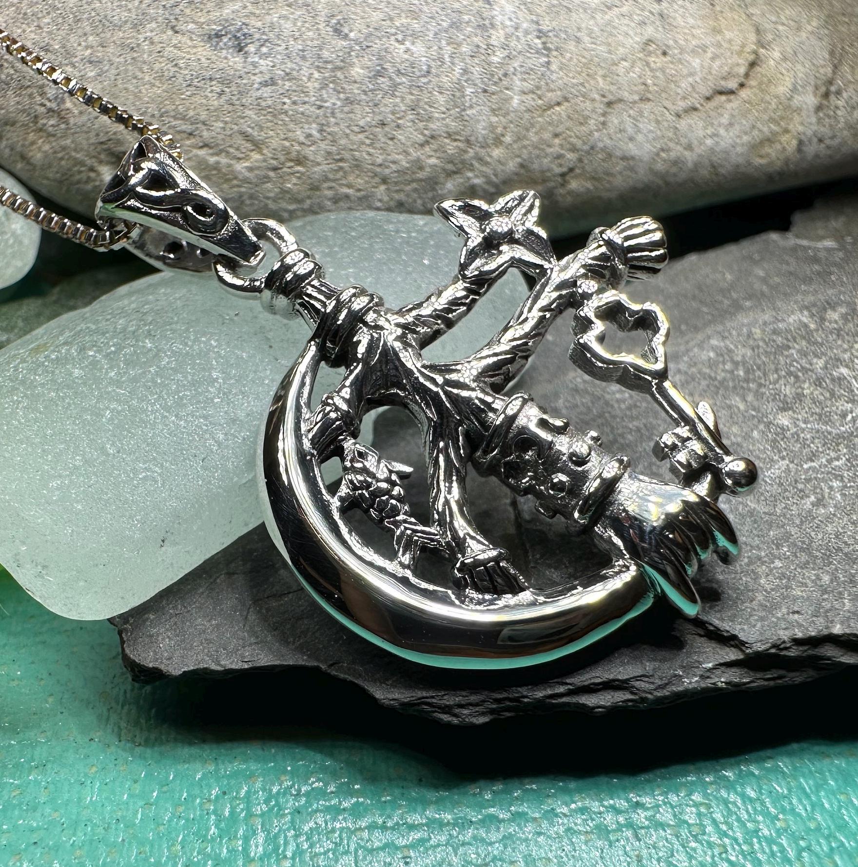 Cimaruta Pendant, Italian Jewelry, Wiccan Jewelry, Celtic Pagan Pendant, Witch Gift, Protection Charm, Evil Eye Amulet, Stregheria Jewelry