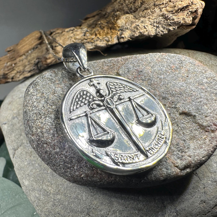 Saint Michael Pendant, Guardian Angel Necklace, Men's Jewelry, Religious Jewelry, Catholic Gift, Christian Gift, Confirmation Gift, Police