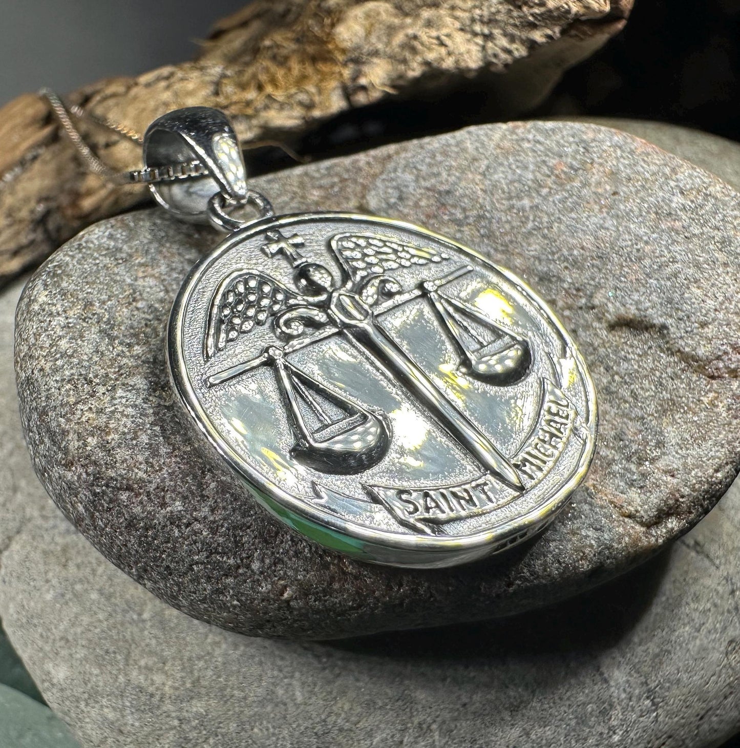 Saint Michael Pendant, Guardian Angel Necklace, Men's Jewelry, Religious Jewelry, Catholic Gift, Christian Gift, Confirmation Gift, Police