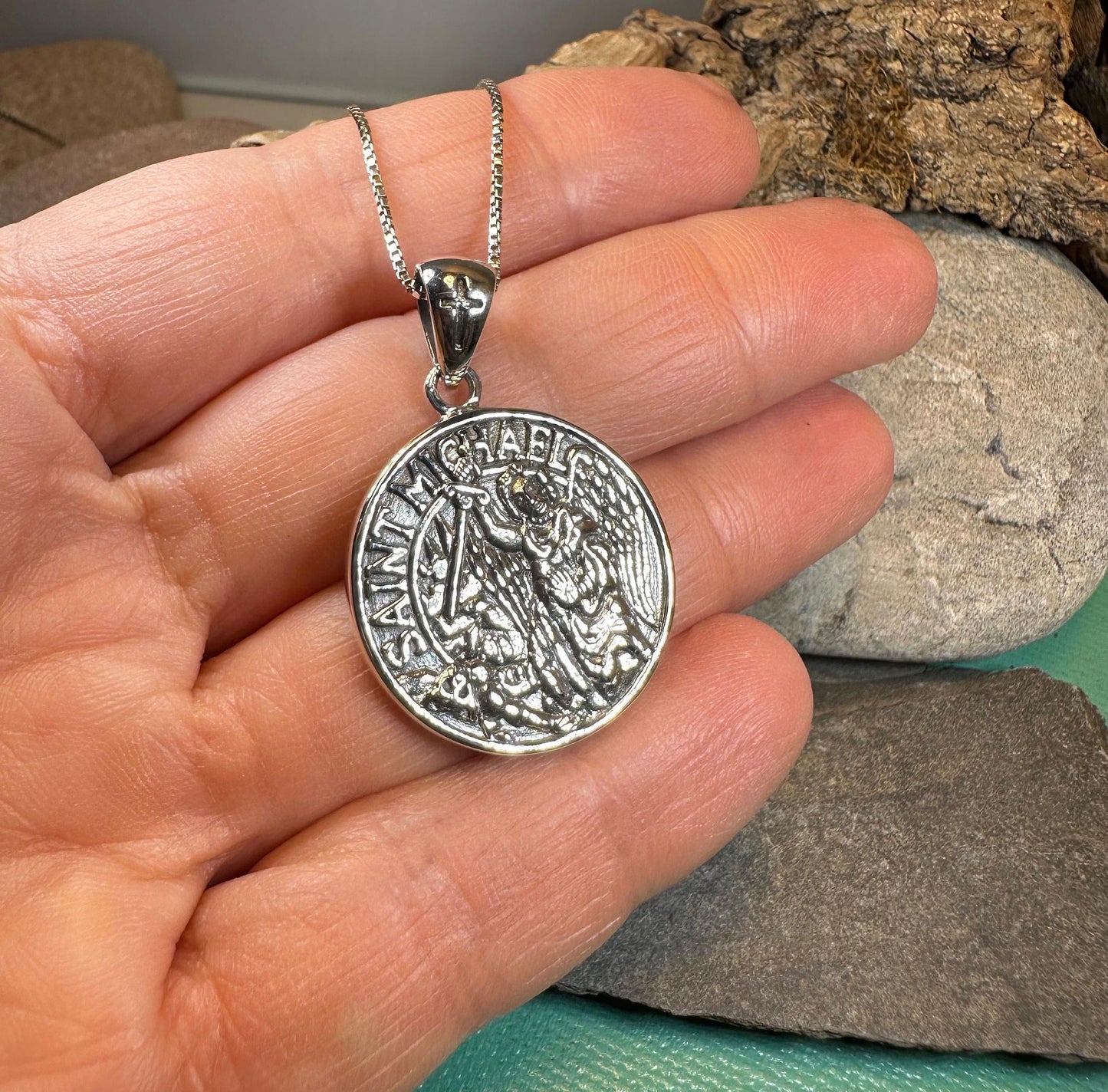 Saint Michael Pendant, Guardian Angel Necklace, Men's Jewelry, Religious Jewelry, Catholic Gift, Christian Gift, Confirmation Gift, Police