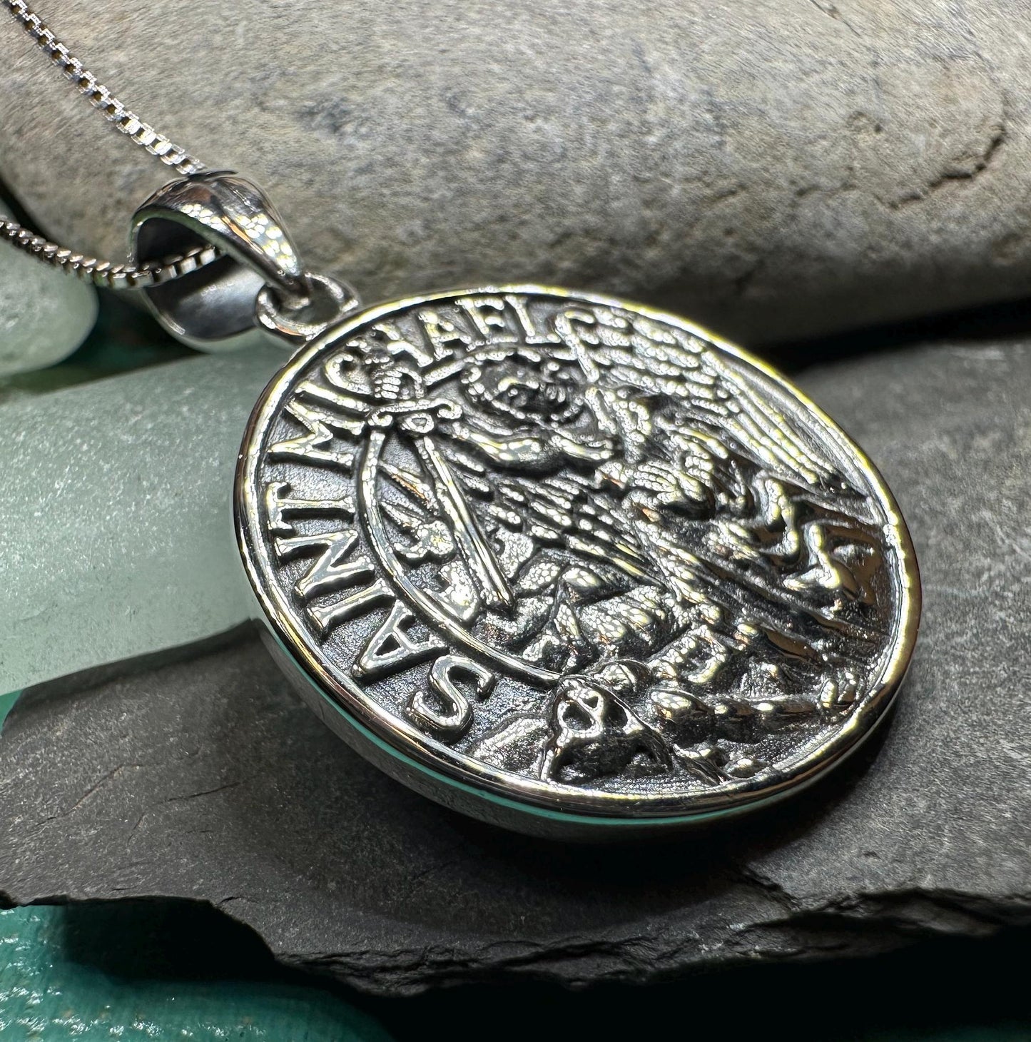 Saint Michael Pendant, Guardian Angel Necklace, Men's Jewelry, Religious Jewelry, Catholic Gift, Christian Gift, Confirmation Gift, Police
