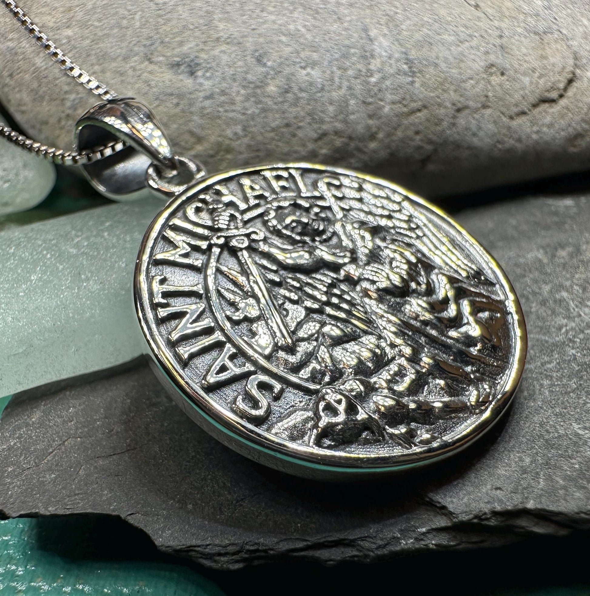 Saint Michael Pendant, Guardian Angel Necklace, Men's Jewelry, Religious Jewelry, Catholic Gift, Christian Gift, Confirmation Gift, Police