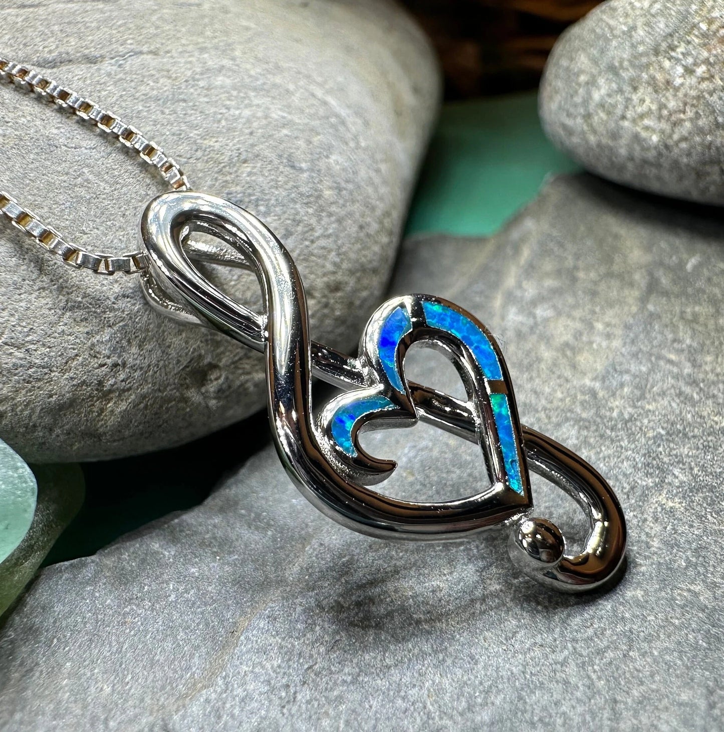 Opal Music Necklace in sterling silver